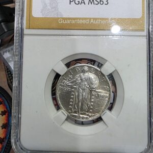 1920 Standing Liberty Quarter - Slabbed (labelled PGA MS63)