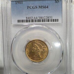 1901 $5 Liberty Head Gold Half Eagle — PCGS MS64