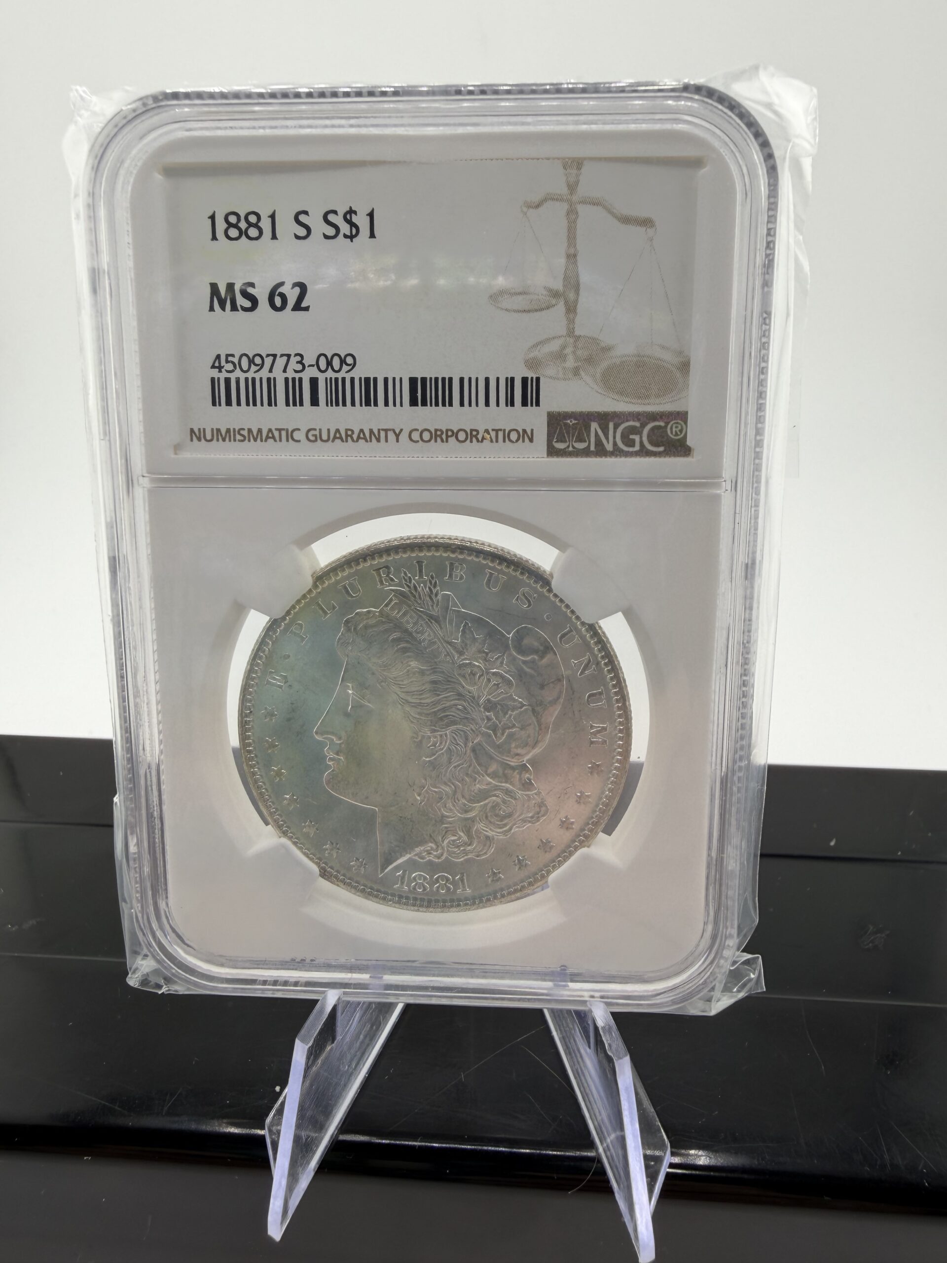 1881-S Morgan Silver Dollar NGC MS62 — Certified Original US Silver Dollar