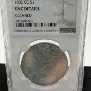 1882-CC Morgan Silver Dollar NGC UNC Details — Cleaned