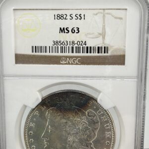 1882-S Morgan Silver Dollar NGC MS63 – Attractive Toning, Certified