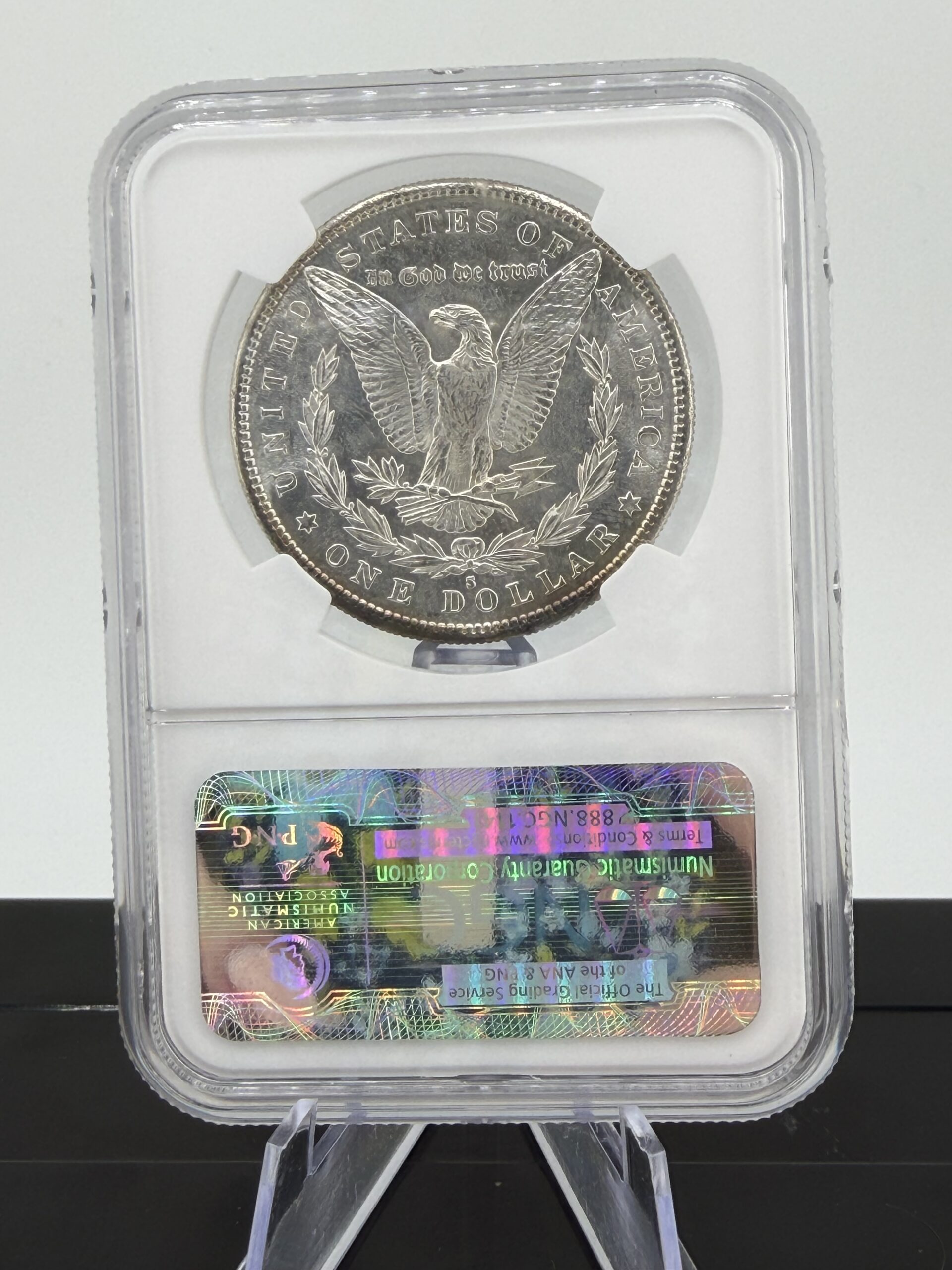 1882-S Morgan Silver Dollar NGC MS63 – Attractive Toning, Certified - Image 3